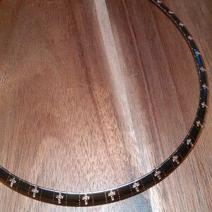 Omega Cross Pattern Collar Ion Plated Rose Gold Over Stainless Steel Necklace